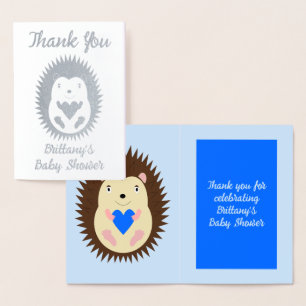 Baby Boy Blue Herz Igel Baby Shower Folienkarte