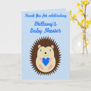 Baby Boy Blue Herz Igel Baby Shower Karte