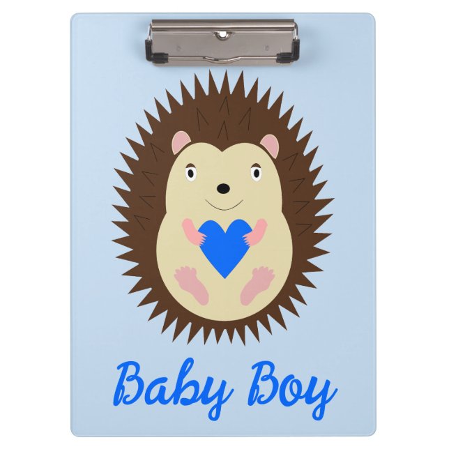 Baby Boy Blue Herz Igel Benutzerdefiniert Klemmbrett (Vorderseite)