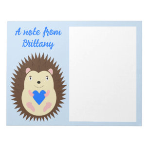 Baby Boy Blue Herz Igel Benutzerdefiniert Notizblock