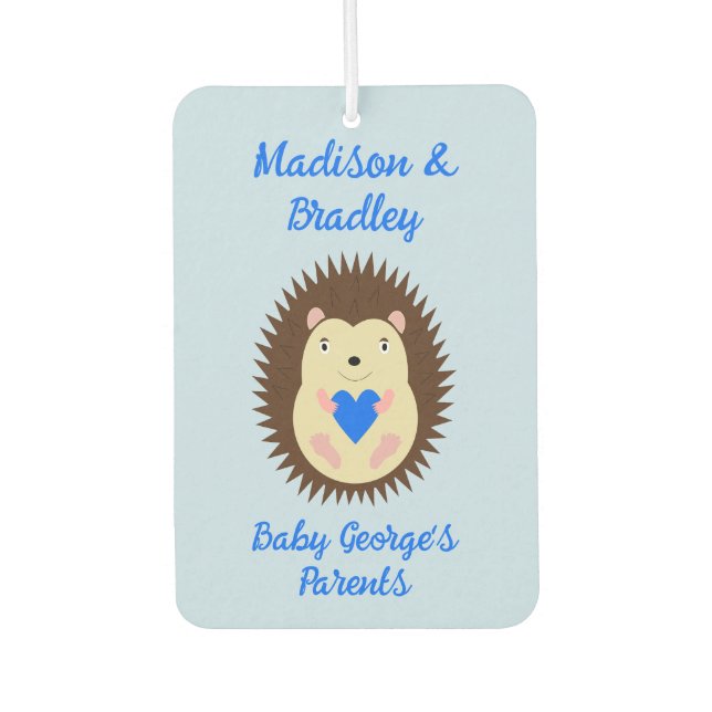 Baby Boy Blue Herz Igel Custom Autolufterfrischer (Vorderseite)
