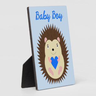 Baby Boy Blue Herz Igel Custom Fotoplatte