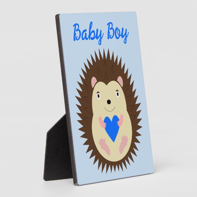 Baby Boy Blue Herz Igel Custom Fotoplatte (Seite)