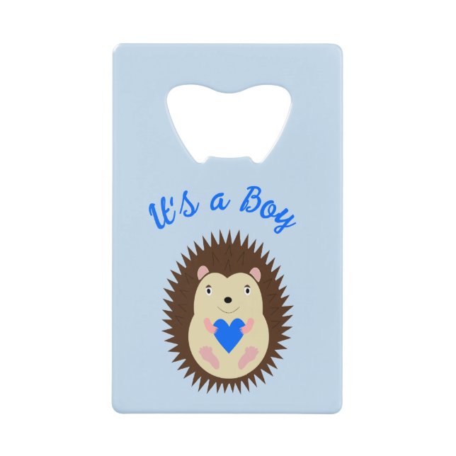 Baby Boy Blue Herz Igel Custom Geldbeutel Flaschenöffner (Vorderseite)