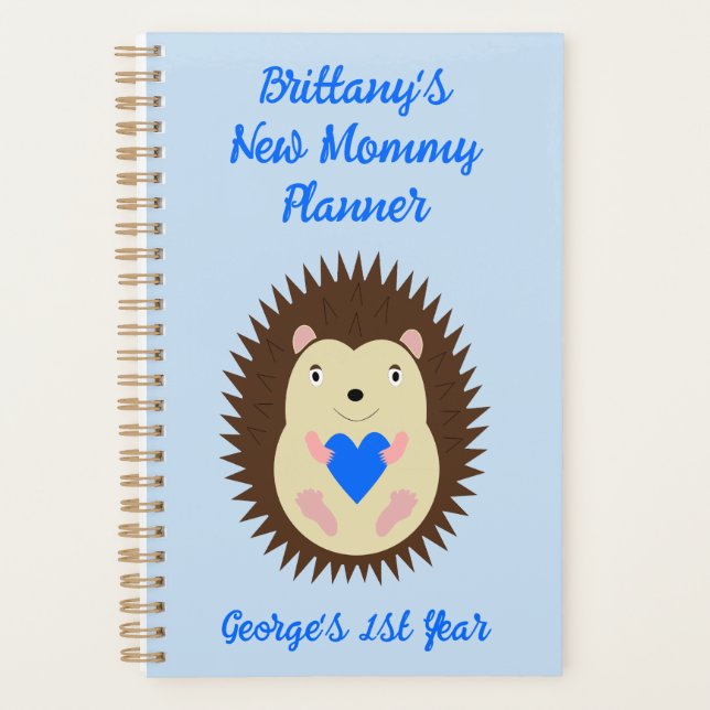 Baby Boy Blue Herz Igel Custom Planer (Vorderseite)