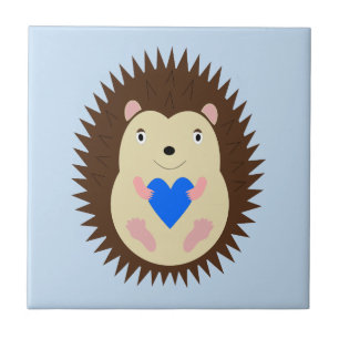 Baby Boy Blue Herz Igel Fliese