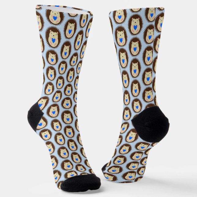 Baby Boy Blue Herz Igel Gemustert Socken (Gewinkelt)