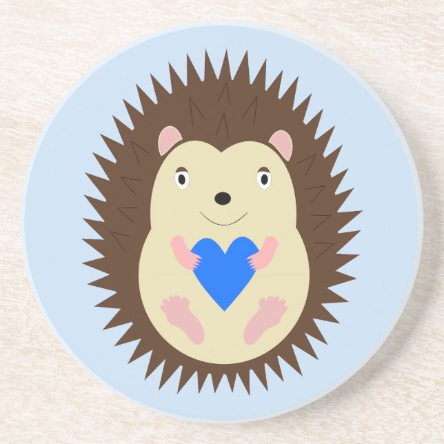 Baby Boy Blue Herz Igel Getränkeuntersetzer (Vorne)