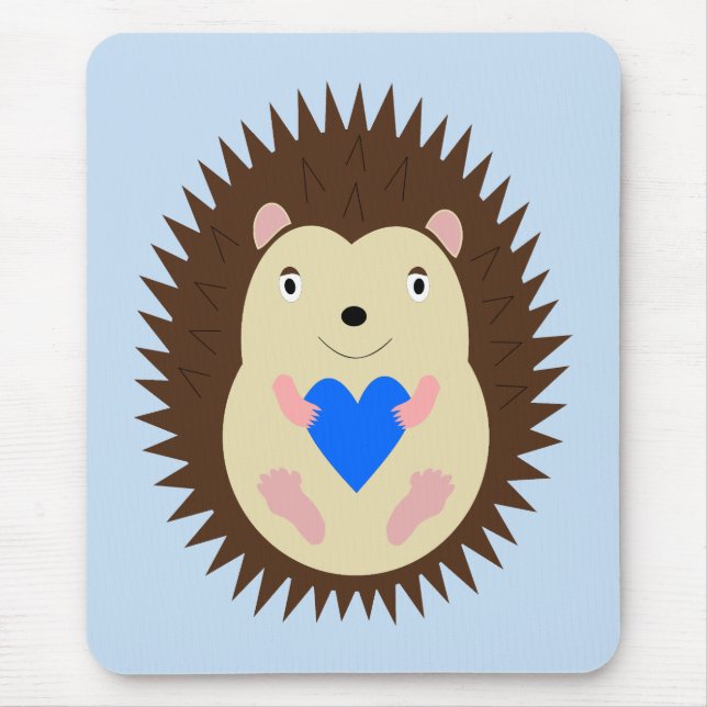 Baby Boy Blue Herz Igel Mousepad (Vorne)