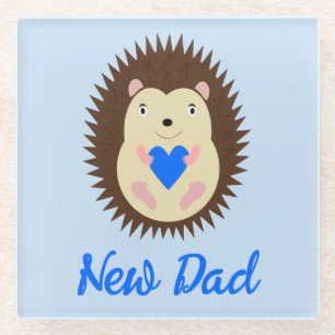 Baby Boy Blue Herz Igel Neuer Vater Glasuntersetzer