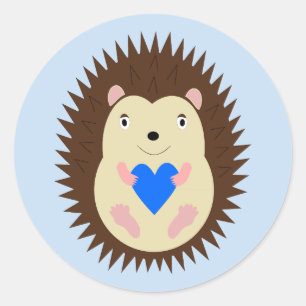 Baby Boy Blue Herz Igel Runder Aufkleber
