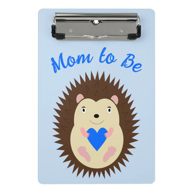 Baby Boy Blue Herz Igel werdende Mutter Mini Klemmbrett (Vorderseite)