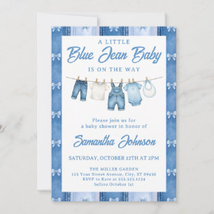 Baby Boy Blue Jean Denim Baby Shower Einladung