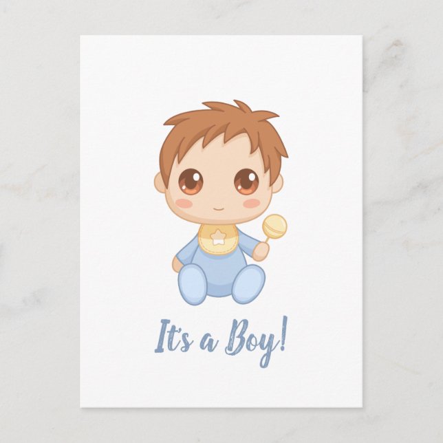 Baby Boy Blue Jumpsuit Postkarte (Vorderseite)