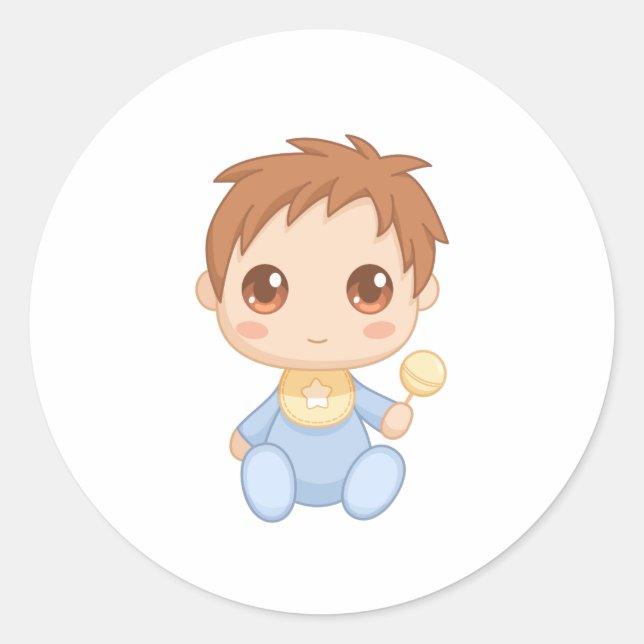 Baby Boy Blue Jumpsuit Runder Aufkleber (Vorderseite)