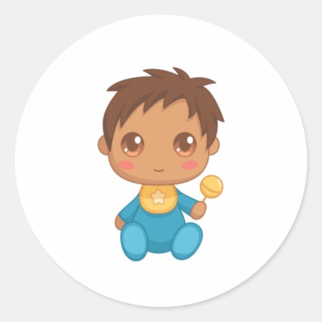 Baby Boy Blue Jumpsuit Runder Aufkleber (Vorderseite)