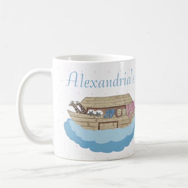 Baby Boy Blue Noah's Ark Baby Duschgeschenk Kaffee Kaffeetasse (Links)
