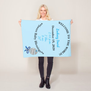 Baby Boy Blue Rattle Fleece Blanket