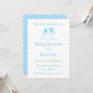 Baby Boy Blue Schuh Baby Shower Einladung