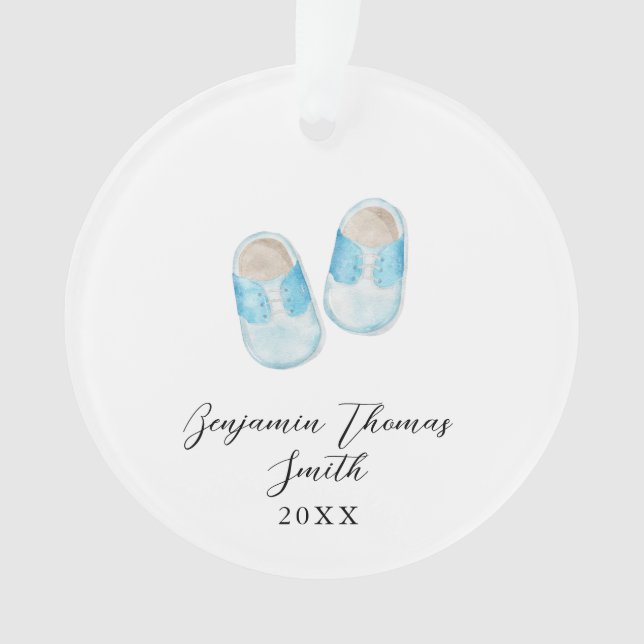 Baby Boy Blue Schuhe Weihnachts Akronylic Ornament (Vorderseite)