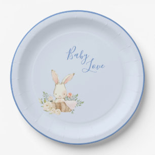 Baby Boy Blue Script Niedlich Adorable Baby Dusche Pappteller