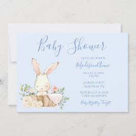 Baby Boy Blue Script Niedlich Bunny Baby Einladung