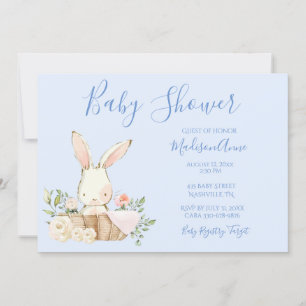 Baby Boy Blue Script Niedlich Bunny Baby Einladung