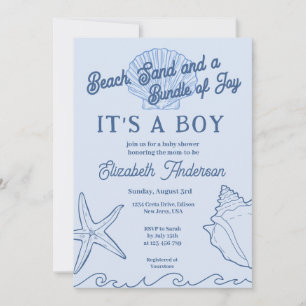 Baby Boy Blue Summer Baby Dusche Beach Einladung