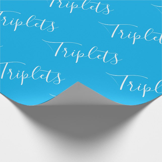 Baby Boy Blue Triplet Boys Script Geschenkpapier (Ecke)