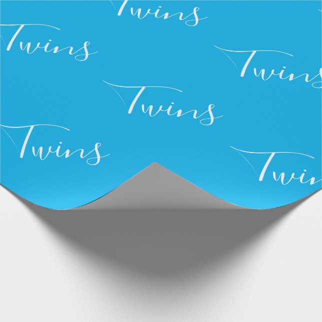 Baby Boy Blue Twin Boys Script Geschenkpapier (Ecke)