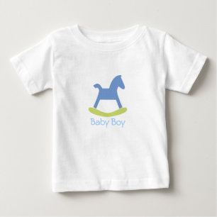 Baby Boy Blue und gelbes Schaukelpferd Babyt-Shirt T-shirt