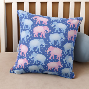 Baby Boy Blue und rosa indische Elefanten Kissen