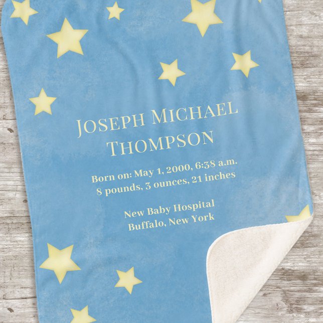 Baby Boy Blue Watercolor Whimsical Niedlich Stars Sherpadecke (Von Creator hochgeladen)