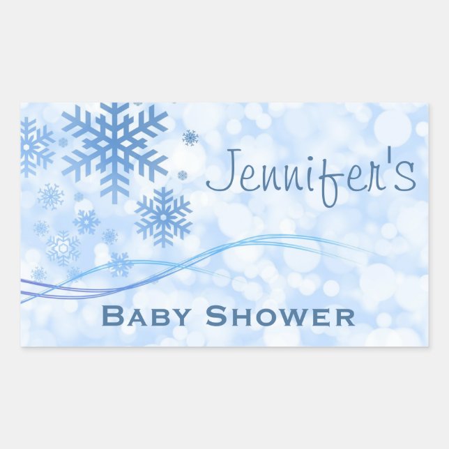 Baby Boy Blue Winter Snowflake Shower Stickers (Vorderseite)