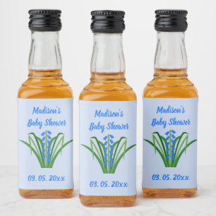 Baby Boy Bluebell Blumen Frühling Baby Shower Alkoholflaschenetikett