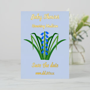 Baby Boy Bluebell Blumen Frühling Baby Shower Folien Feiertagskarte