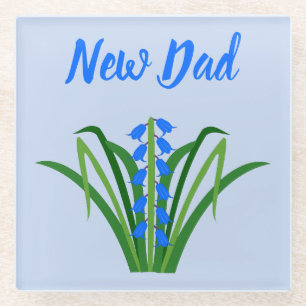 Baby Boy Bluebell Blumen Frühling Neuer Vater Glasuntersetzer