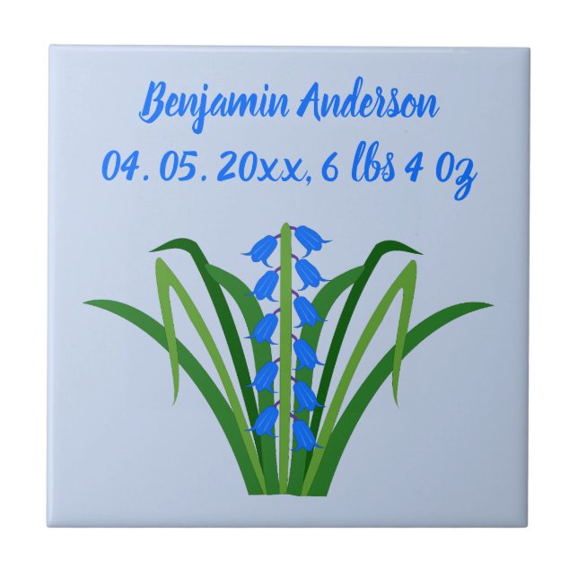 Baby Boy Bluebell Flowers Spring Custom Fliese (Vorderseite)