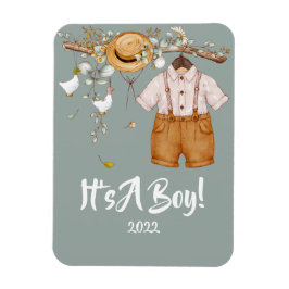 Baby Boy Boho Greenery Rustic Magnet
