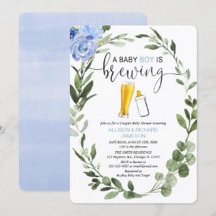 Baby Boy Braut Grünpflanzen Paare Babydusche Einladung
