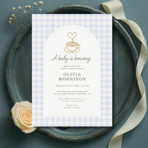 Baby Boy Braut Kaffee Gingham Baby Shower-Einladun Einladung