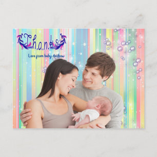 Baby Boy Bubbles & Unicorns Foto Postkarte