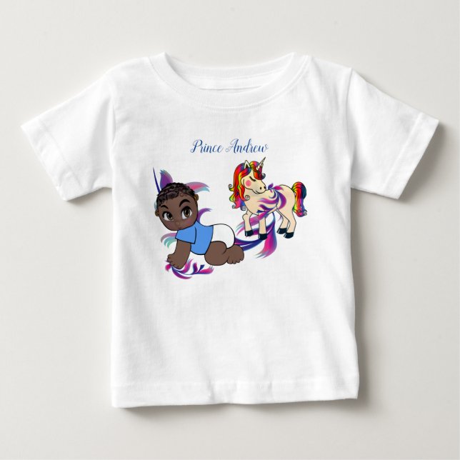 Baby Boy Bubbles & Unicorns T-shirt (Vorderseite)