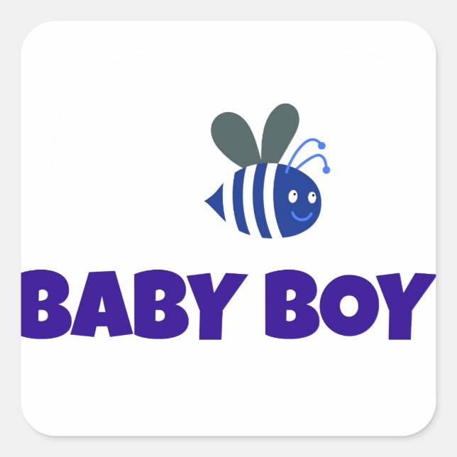 Baby Boy Bumble Bee Quadratischer Aufkleber (Vorderseite)