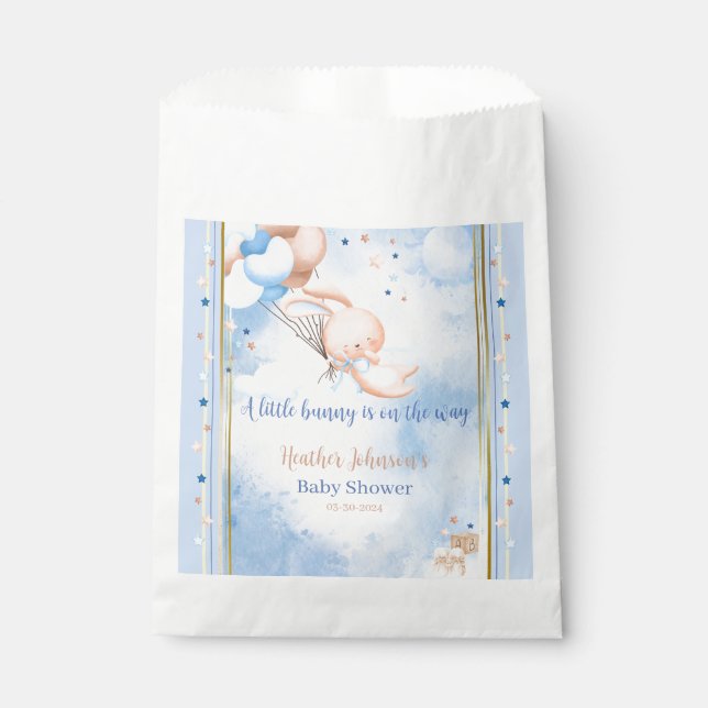 Baby Boy Bunny Baby Dusche Geschenktütchen (Vorderseite)