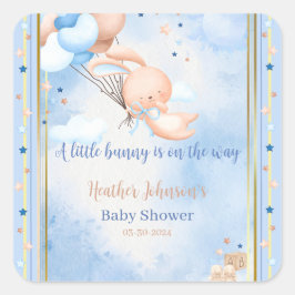 Baby Boy Bunny Baby Dusche Quadratischer Aufkleber