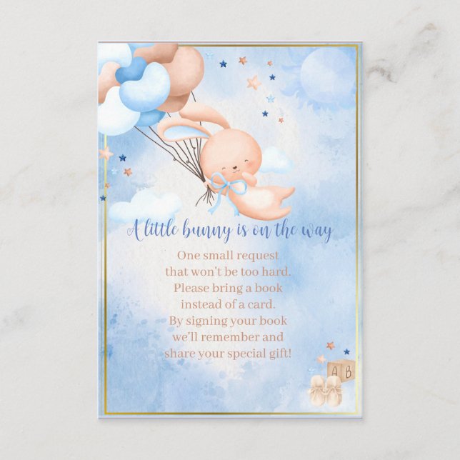 Baby Boy Bunny Baby Shower Books für Baby Begleitkarte (Vorderseite)