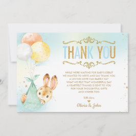 Baby Boy Bunny Balloons Babydusche Sprinkle Dankeskarte