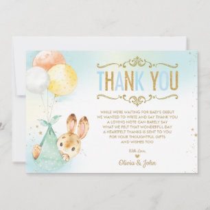 Baby Boy Bunny Balloons Babydusche Sprinkle Dankeskarte