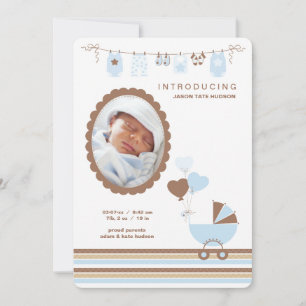 Baby Boy Cameo Foto Geburtserklärung Ankündigung